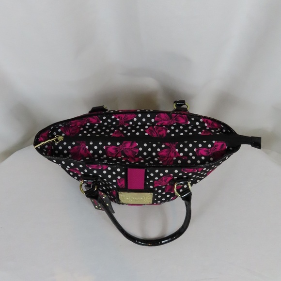 Betseyville Betsey Johnson Pink Bows and White Polka Dots Handbag Purse - Picture 4 of 16